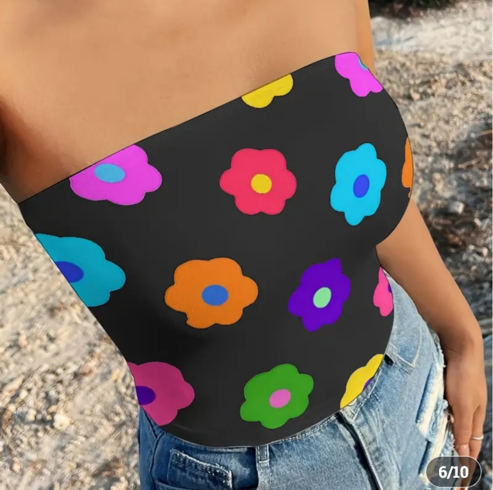 Multicolored Flower Summer Strapless Top  NWOT 🔥 Summer Bundles🌞